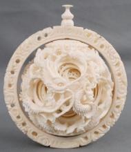 ANTIQUE CHINESE IVORY PUZZLE BALL