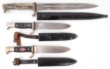 3 WWII GERMAN K98 BAYONET & HITLER YOUTH KNIFE LOT