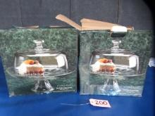 2 CAKE PLATES W/ DOMES NEW IN BOX