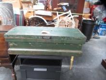 OLD WOODEN TOOL BOX  33 X 13 X 18