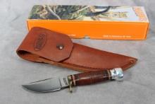 MARBLES STACKED LEATHER HUNTING KNIFE WITH LEATHER SHEATH