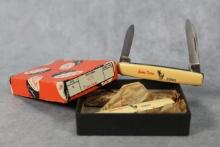 THREE (3) CASE XX 'JIMMY CARTER' 278 PEN KNIVES WITH ORIGINAL PUMPKIN BOX (ONE KNIFE APPEARS TO BE C