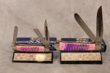 TWO 2015 CASE XX COTTON CANDY KNIVES, TRAPPER & STOCKMAN