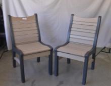Two poly chairs, brown and black
