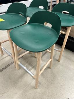 Emeco Wood Frarmed Chairs W/ Poly Seats