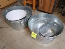 assorted galvanized tubs