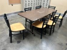 6ft Folding Table W/ 8 Chairs