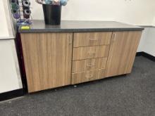 floral work counter w/ solid surface top , cabinets & drawers