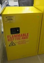 yellow flammable cabinet single door 36" high x 24" wide x 19" deep