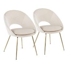 Lumisource Metro Gold Metal And Cream Velvet Set Of 2 Chair CH-METRO AU+VCR2