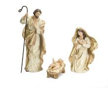 Melrose Resin Set Of 3 Holy Family With White And Gold Finish 72577DS
