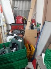 Corner lot - tools, cart, mop bucket and more