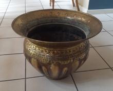Large Hand hammered metal pot - 14 inches High