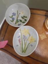 Pair of Ceramic bowls with flower pattern