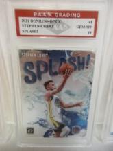 Stephen Curry Golden State Warriors 2021 Donruss Optic SPLASH! #1 graded PAAS Gem Mint 10