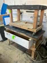 (2) ROLLING WOOD WORK BENCHES