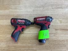MILWAUKEE M12 1/4" SQUARE DRIVE IMPACT WRENCH W/BATTERY & MILWAUKEE M12 SCR