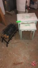 Set Of Garden Tables & Electric Logs