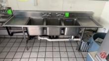 Advance Tabco Stainless 3-Well Sink W/ Drainboards
