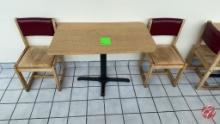 Wood Table W/ Heavy Duty Base & (2) Chairs
