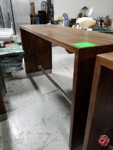 Wood High Top Counter W/ Stainless Foot Rest 72"