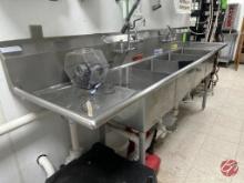 Stainless Steel 4-Comp Sink w/Drain Levers
