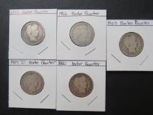 1899, 1900, 1902, 1903, 1907-D- Barber Quarters