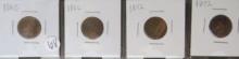 1865, 1866, (2) 1872 Indian Head Cents