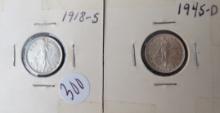 1918-S, 1945-D Philippines 10 Centavos Coin