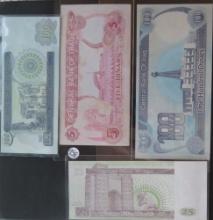 992- Five Dinars2001 Twenty Five Dinars, 1994 & 2002 One Hundred Dinars Bank Notes