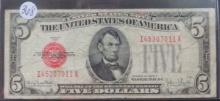 1928-F $5 Dillar Bill Read Seal Banknote
