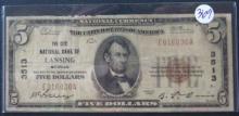 1929- $5 Dollar National Currency Note