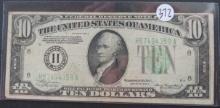 1934-A $10 Dollar Bill Green Seal Banknote