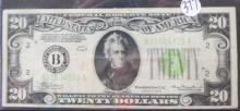 1934- $20 Dollar Federal Resrve Note Green Seal