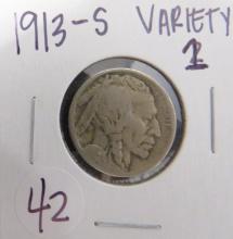 1913-S Buffalo Nickel, Varitey 1