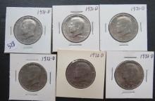 (3) 1971-D, (3) 1972-D Kennedy Half Dollar