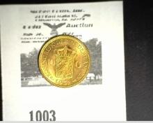 1932 Netherlands Ten Gulden, Queen Wilhelmina, BU, .01947 oz. Gold.
