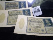 (3) Ten Thousand Mark German "Vampire" Banknotes. CU.