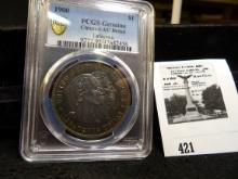 1900 Lafayette Silver Dollar, slabbed PCGS Genuine Cleaned-AU Detail. Nice peripheral toning.