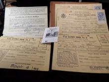 O.P.A. World War II Form and Booklets with coupons. 1. Certificate of Book holder. 2. War Ration Boo