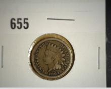 1863 Indian Head Cent, VG.