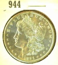 1881 S Morgan Silver Dollar, Brilliant Uncirculated simulated Prooflike.