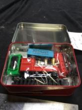 toy train in tin box, old number nine sealed