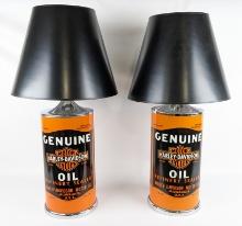 (2) Large Harley-Davidson Oil Can Table Lamps