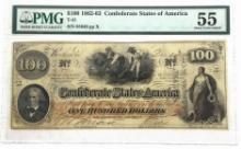 1862 Confederate States America $100 Note PMG 55