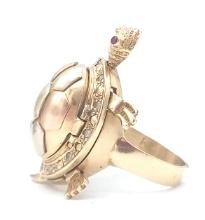 14K Yellow Gold Articulated Turtle Ring