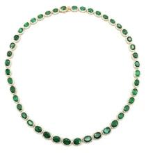 14k Yellow Gold Natural Emerald & Diamond Necklace