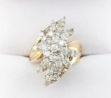 Ladies 10K Yellow Gold Diamond Cluster Ring