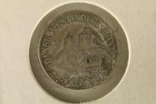 1859 DANISH WEST INIDIES SILVER 5 CENTS .035