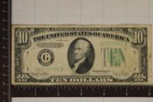 1934-D US $10 FRN, GREEN SEAL